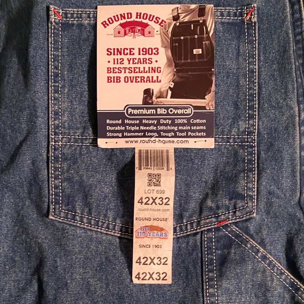 Men's Denim Bib Overalls 42 x 32